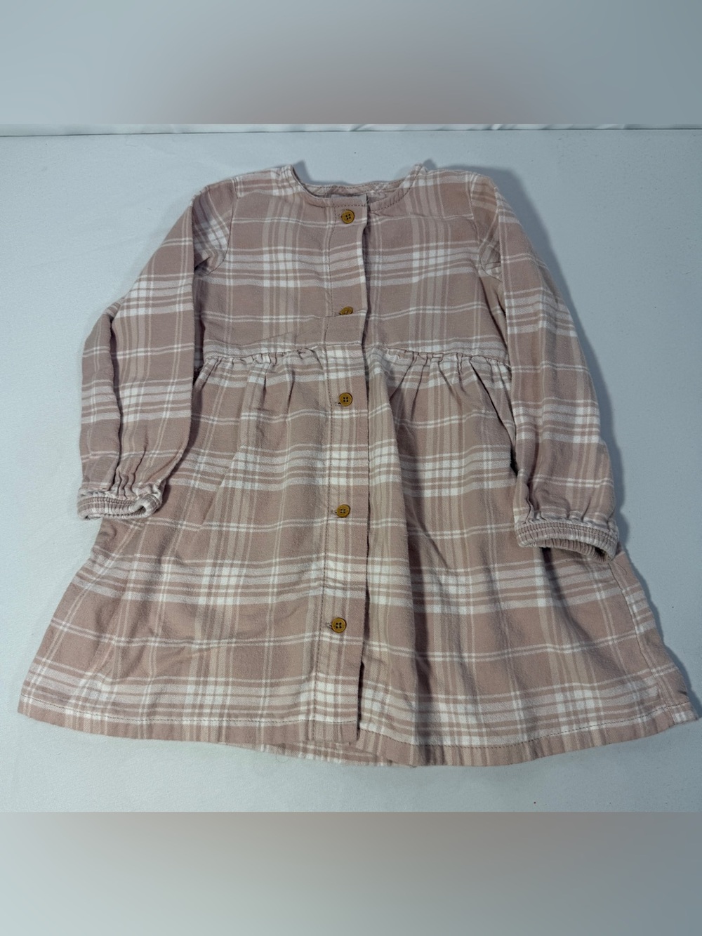 Little Co Lauren Conrad Dress Girls 24M Pink Plaid Organic Cotton Long Sleeve